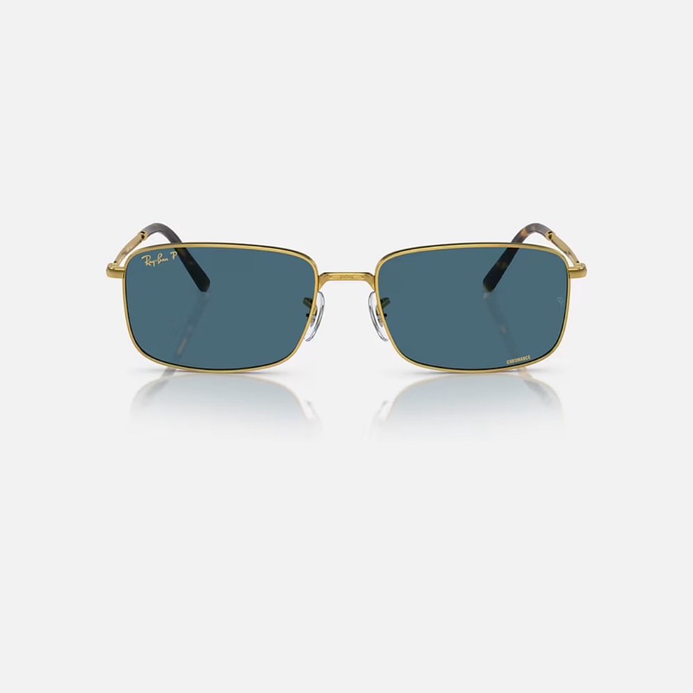 NEW RB3717 Ray-Ban Gold Frame Sunglasses with Blue Lenses - Picture 2 of 11